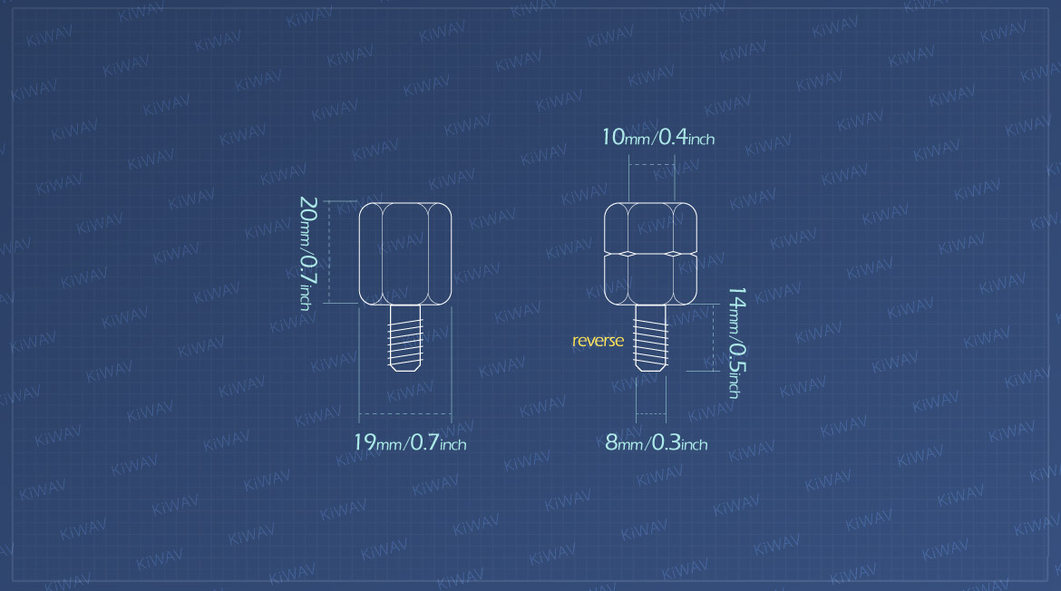 KiWAV measurement graph of 10mm to 8mm converter screw