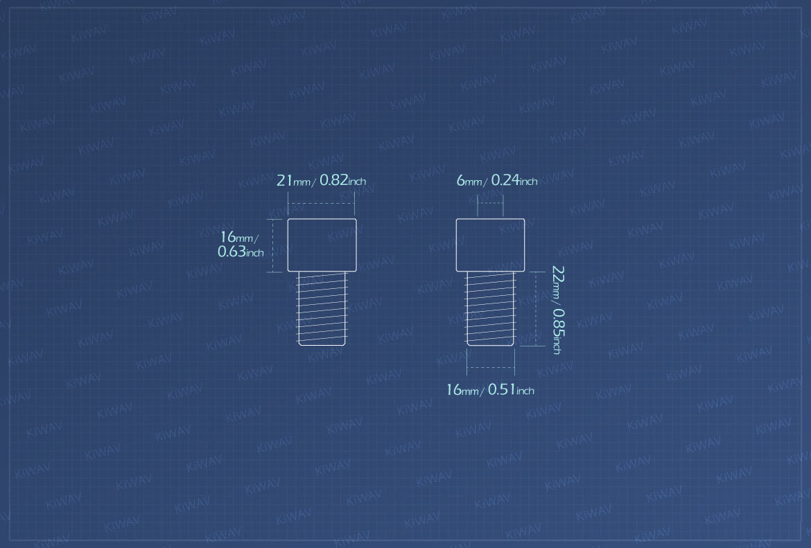KiWAV measurement graph of 6mm to 16mm standard bar end adapters for YAMAHA