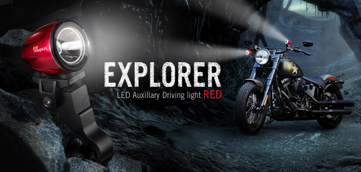 KiWAV Magazi Explorer CNC aluminum anodized red auxiliary LED light