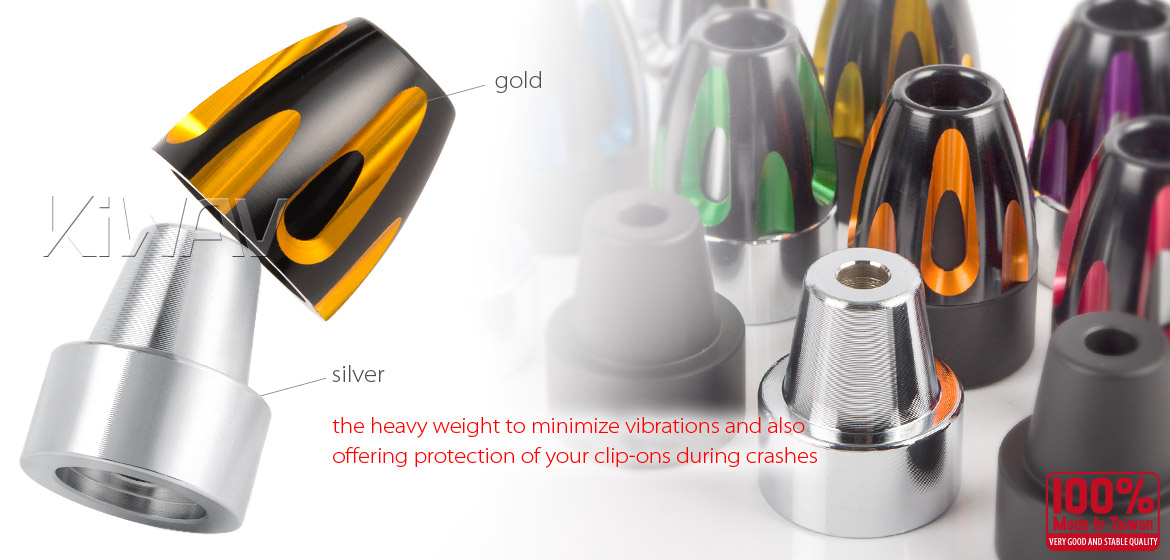 KiWAV bar ends Bullet gold with silver base fit 7/8 inch 1 inch hollow handlebar Magazi