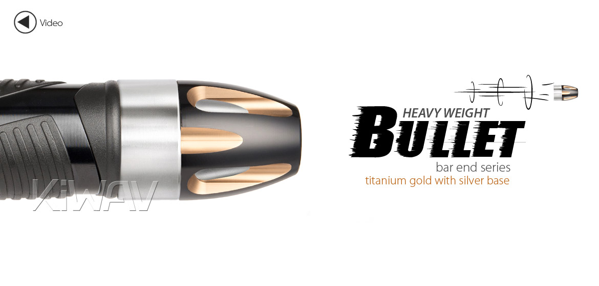 KiWAV bar ends Bullet titanium gold with silver base fit 7/8 inch 1 inch hollow handlebar Magazi