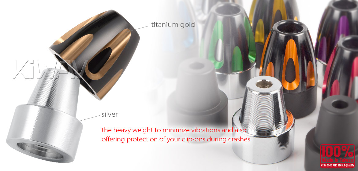 KiWAV bar ends Bullet titanium gold with silver base fit 7/8 inch 1 inch hollow handlebar Magazi