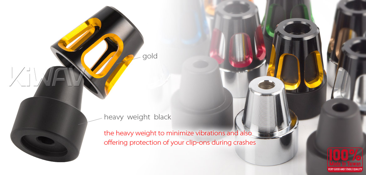 KiWAV bar ends Tower gold with black base fit 7/8 inch 1 inch hollow handlebar Magazi