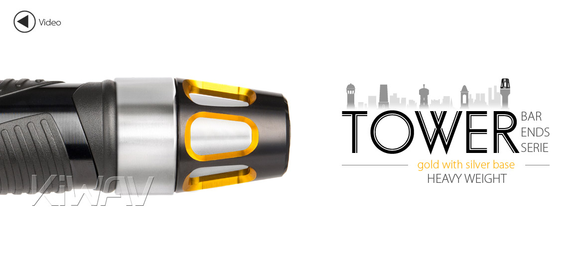 KiWAV bar ends Tower gold with silver base fit 7/8 inch 1 inch hollow handlebar Magazi