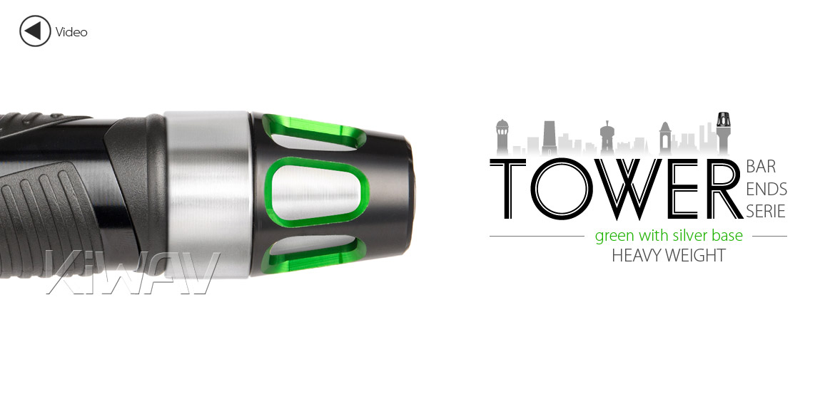 KiWAV bar ends Tower green with silver base fit 7/8 inch 1 inch hollow handlebar Magazi