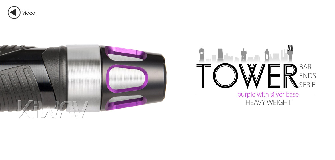 KiWAV bar ends Tower purple with silver base fit 7/8 inch 1 inch hollow handlebar Magazi