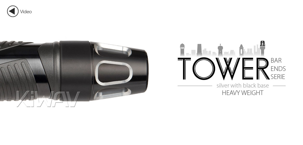 KiWAV bar ends Tower silver with black base fit 7/8 inch 1 inch hollow handlebar Magazi