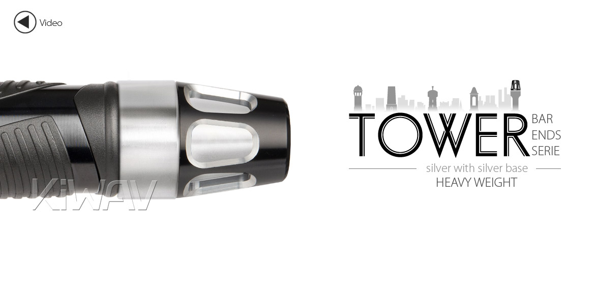KiWAV bar ends Tower silver with silver base fit 7/8 inch 1 inch hollow handlebar Magazi