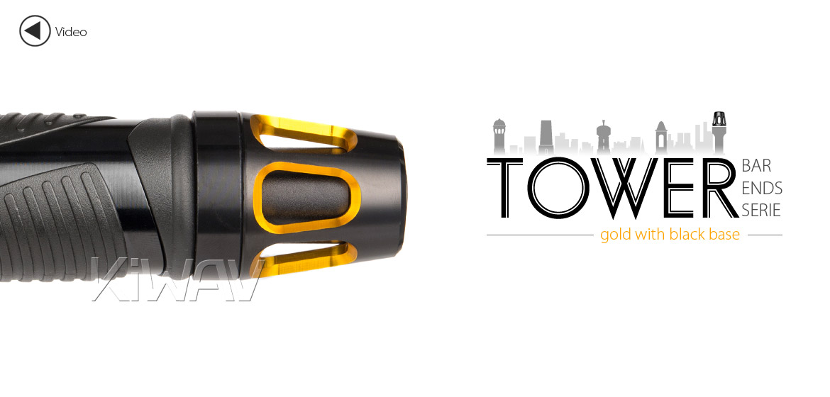 KiWAV bar ends Tower gold with black base fit 7/8 inch 1 inch hollow handlebar Magazi