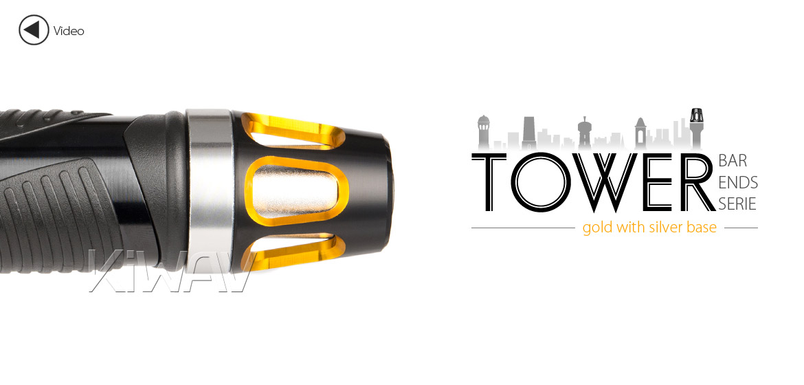 KiWAV bar ends Tower gold with silver base fit 7/8 inch 1 inch hollow handlebar Magazi