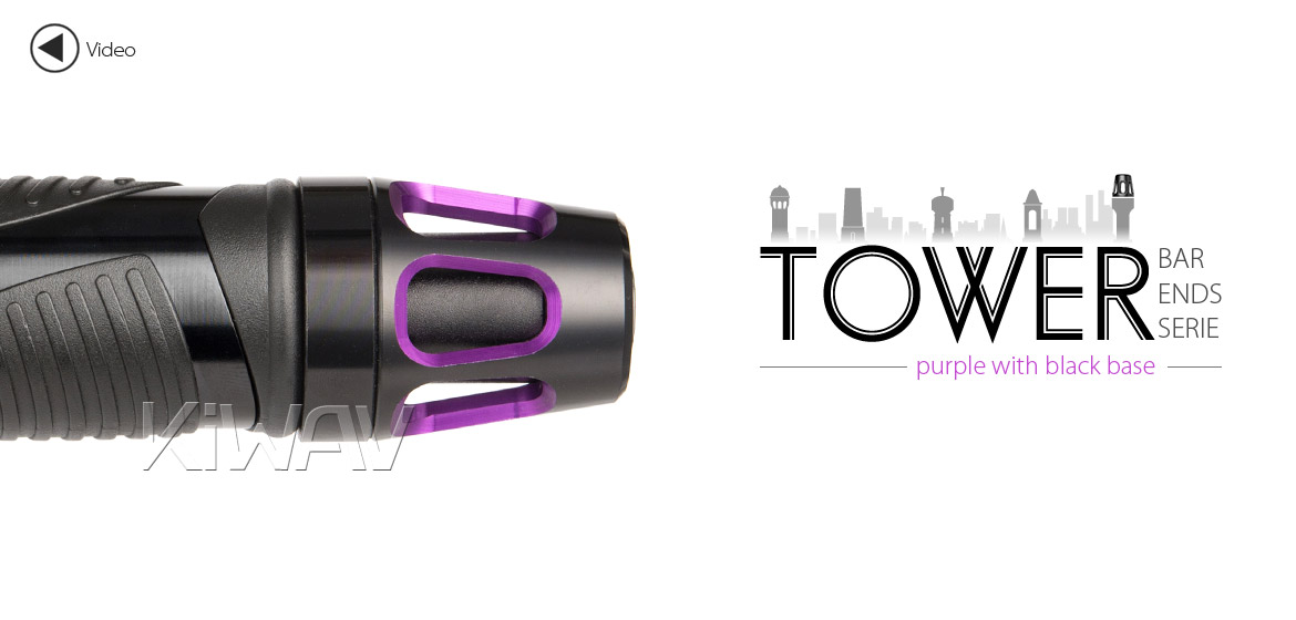 KiWAV bar ends Tower purple with black base fit 7/8 inch 1 inch hollow handlebar Magazi