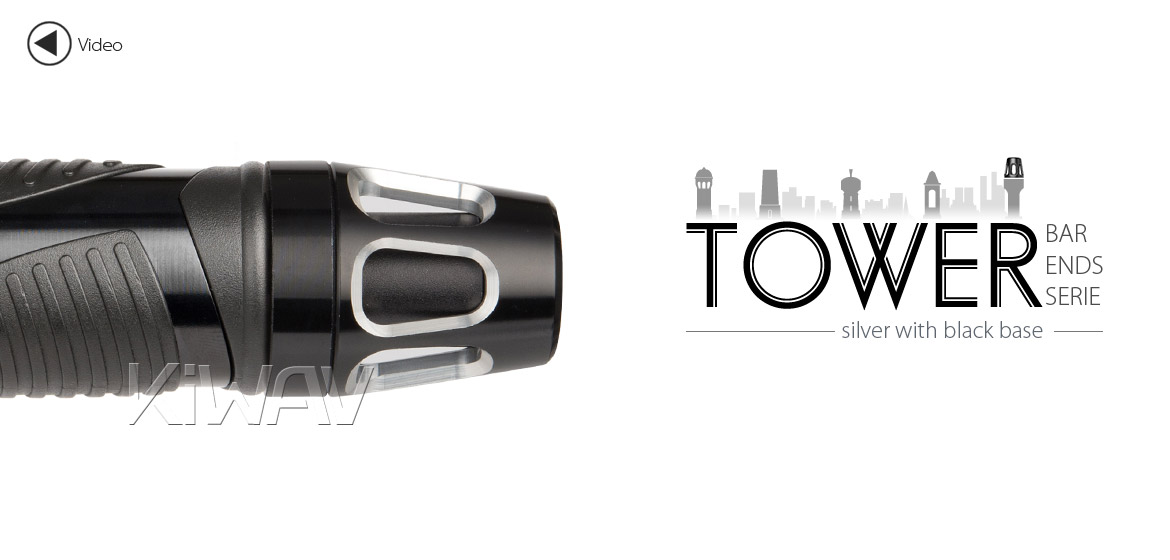 KiWAV bar ends Tower silver with black base fit 7/8 inch 1 inch hollow handlebar Magazi