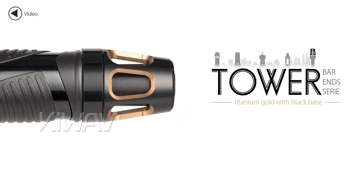KiWAV bar ends Tower tgold with black base fit 7/8 inch 1 inch hollow handlebar Magazi