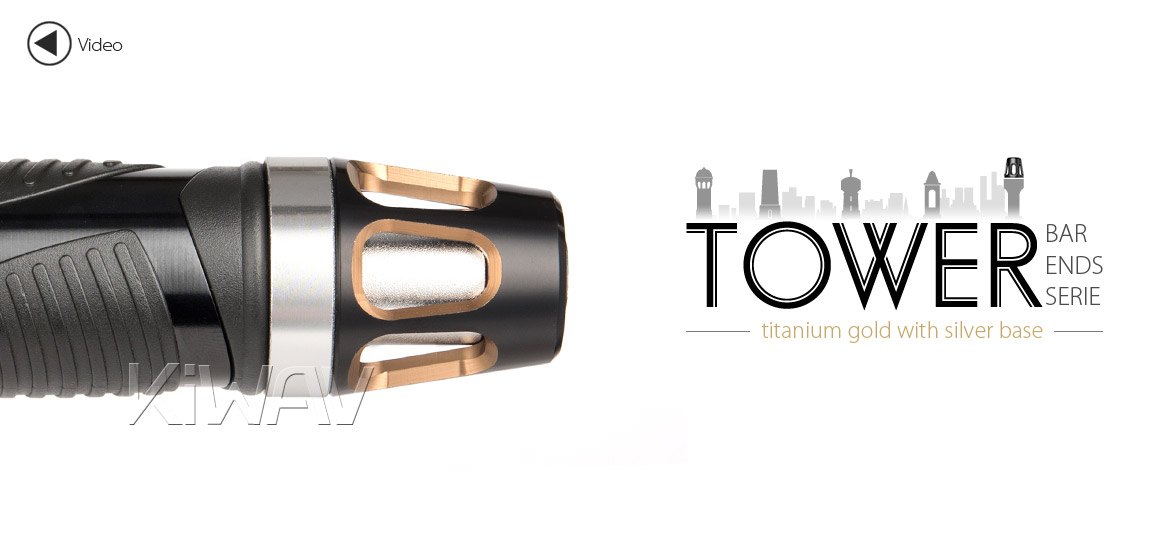 KiWAV bar ends Tower tgold with silver base fit 7/8 inch 1 inch hollow handlebar Magazi