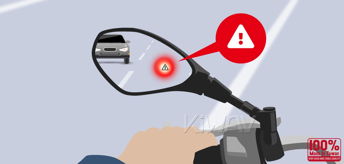KiWAV motorcycle BSD system built in rear view mirrors Nonam black for M8/M10 mirror bolts