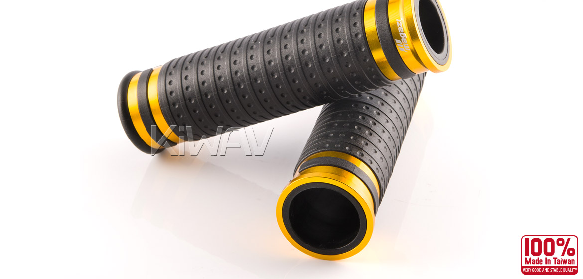 KiWAV Magazi Cyber motorcycle grips anodized aluminum gold