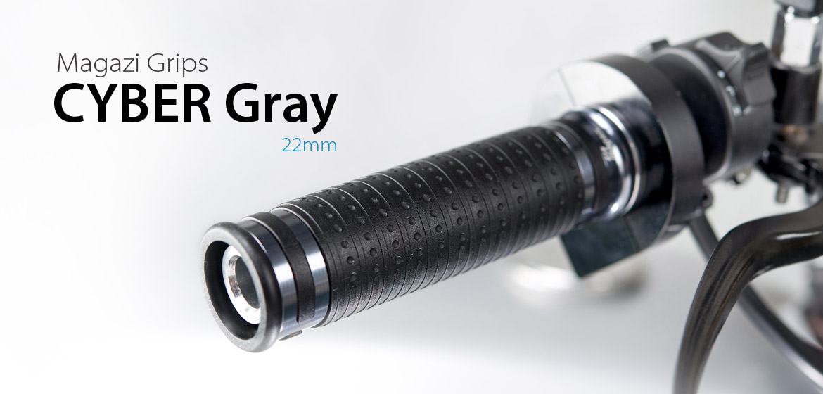 KiWAV Magazi Cyber motorcycle grips anodized aluminum grey