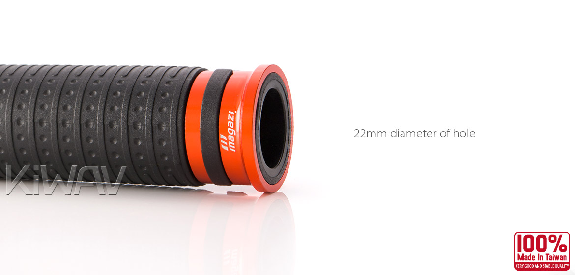 KiWAV Magazi Cyber motorcycle grips anodized aluminum orange