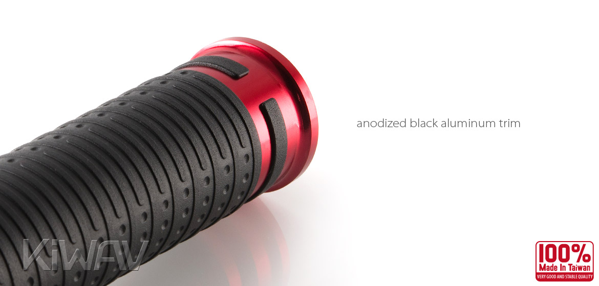 Cyber style grips black TPR +red aluminum trim 22mm x2 fits