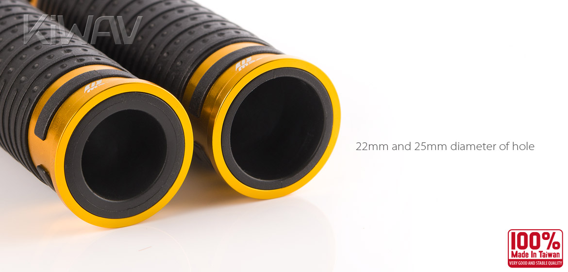 KiWAV Magazi Cyber motorcycle grips anodized aluminum gold