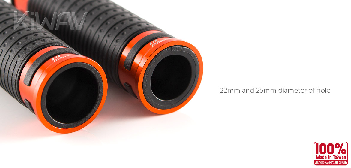 KiWAV Magazi Cyber motorcycle grips anodized aluminum orange