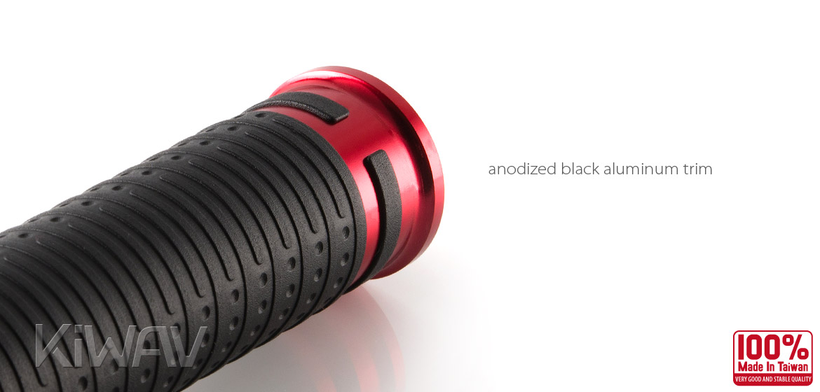 KiWAV Magazi Cyber motorcycle grips anodized aluminum red
