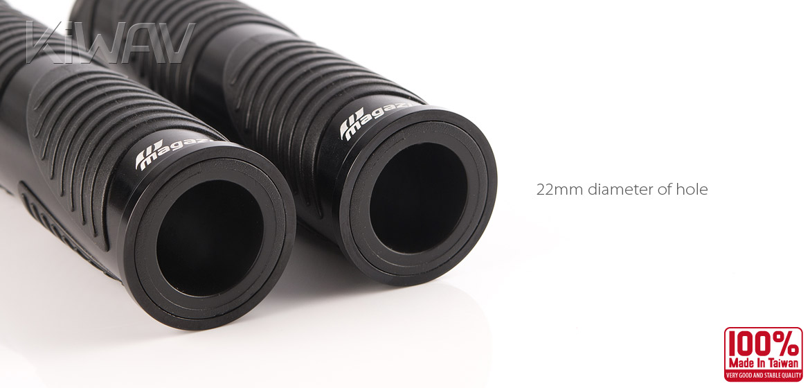 KiWAV Magazi Wave motorcycle grips anodized aluminum black
