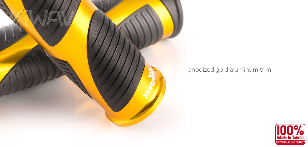 KiWAV Magazi Wave motorcycle grips anodized aluminum gold