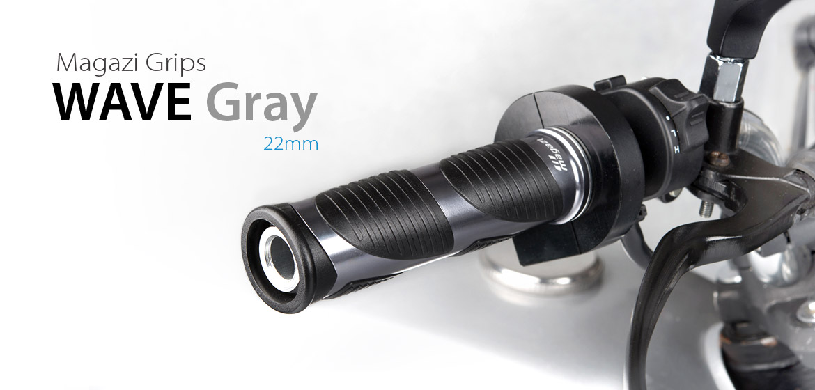 KiWAV Magazi Wave motorcycle grips anodized aluminum grey