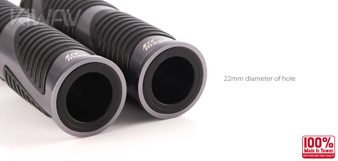 KiWAV Magazi Wave motorcycle grips anodized aluminum grey