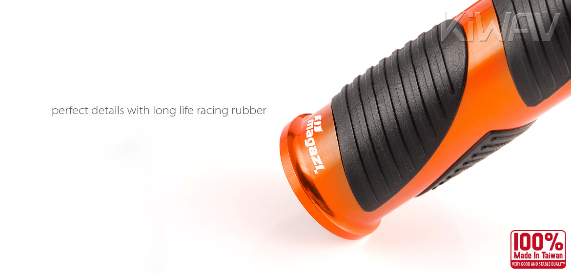 KiWAV Magazi Wave motorcycle grips anodized aluminum orange