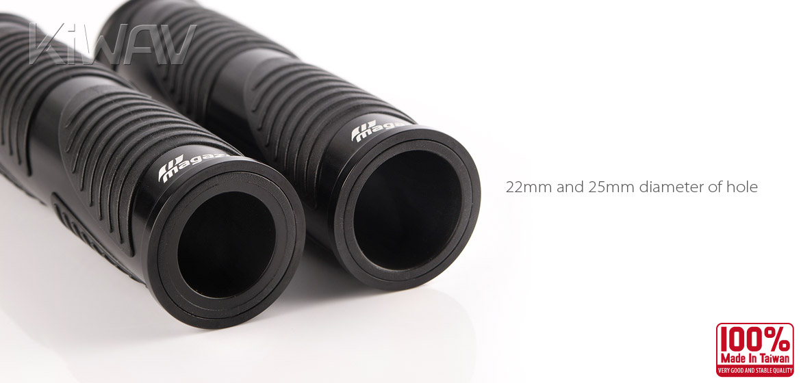 KiWAV Magazi motorcycle Wave grips black with bullet bar ends