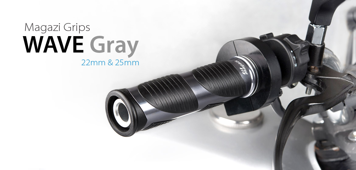 KiWAV Magazi Wave motorcycle grips anodized aluminum grey