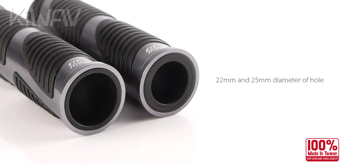 KiWAV Magazi Wave motorcycle grips anodized aluminum grey