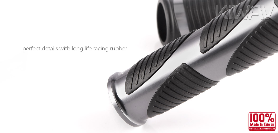 KiWAV Magazi Wave motorcycle grips anodized aluminum grey