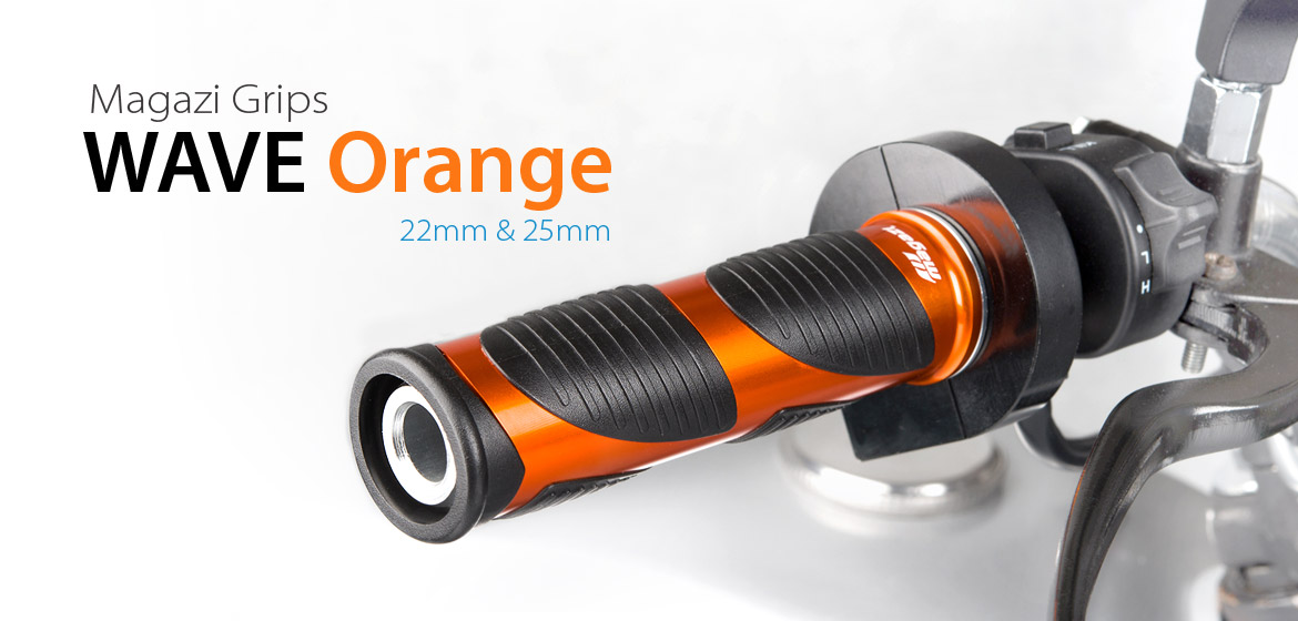 happa様 Wave handlebar grips black TPR +orange metal trim 22mm x1 +25mm x1