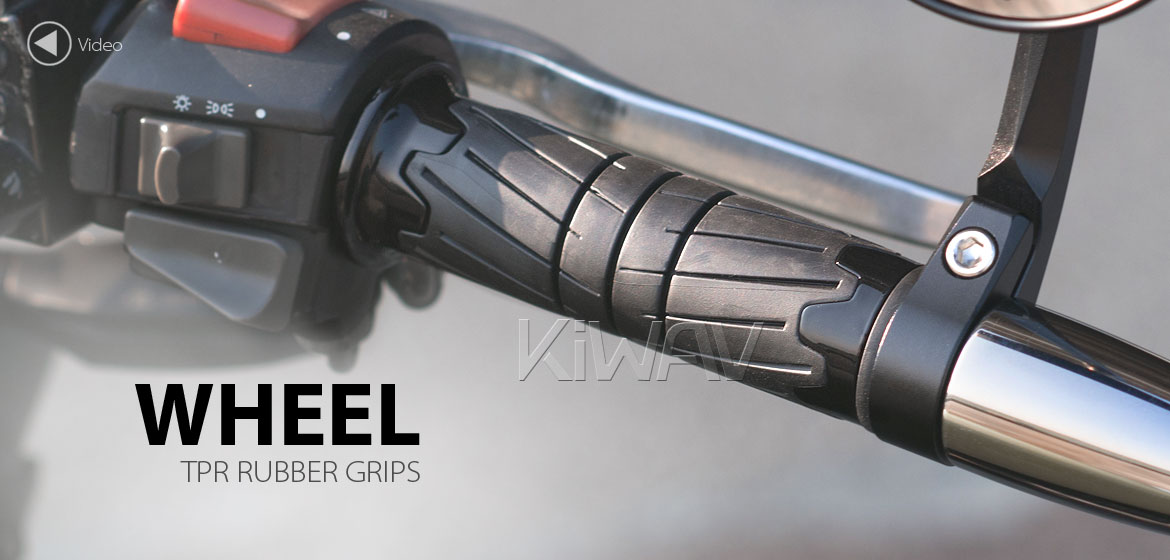 KiWAV TPR rubber grips Wheel black for 7/8 inch handlebar universal fit