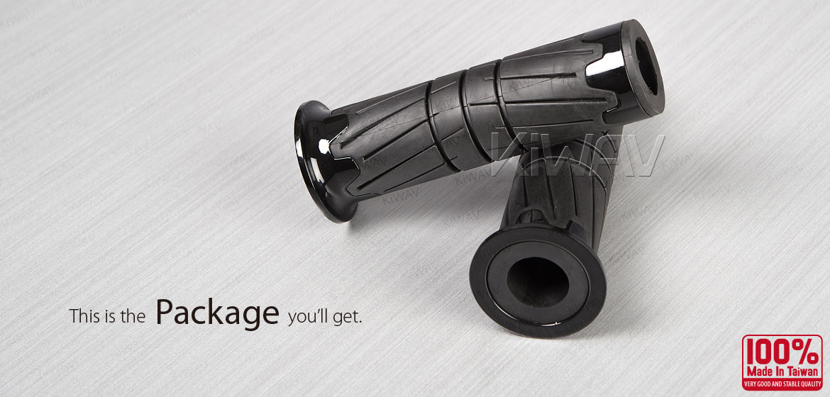 KiWAV TPR rubber grips Wheel black for 7/8 inch handlebar with thumb throttle