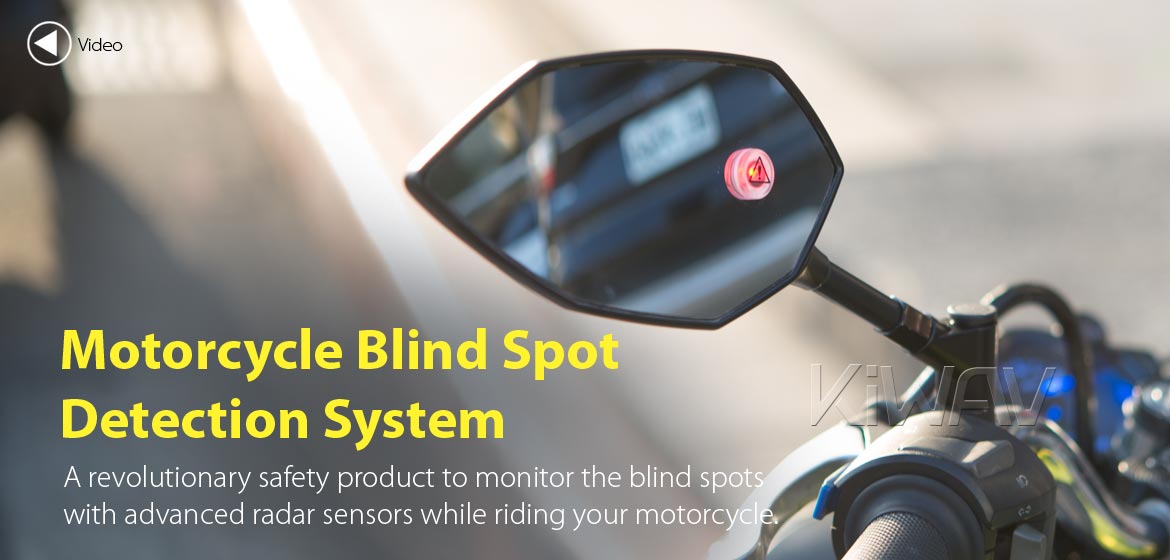 KiWAV motorcycle BSD system built in rear view mirrors Buck black for M8/M10 mirror bolts