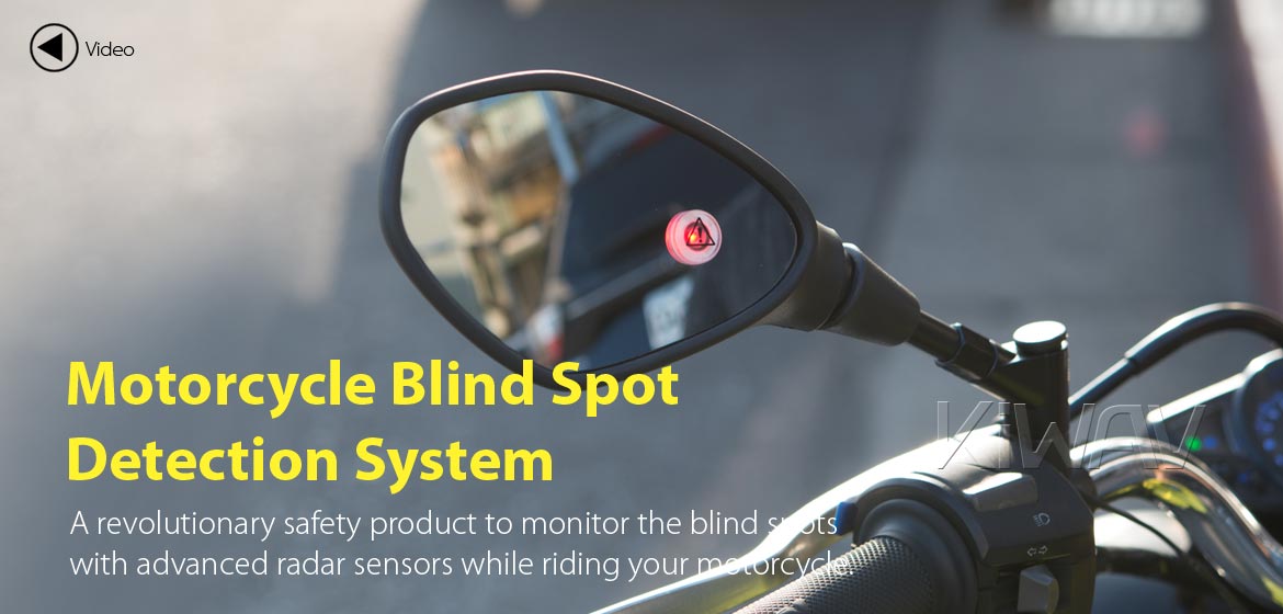 KiWAV motorcycle BSD system built in rear view mirrors Nonam black for M8/M10 mirror bolts