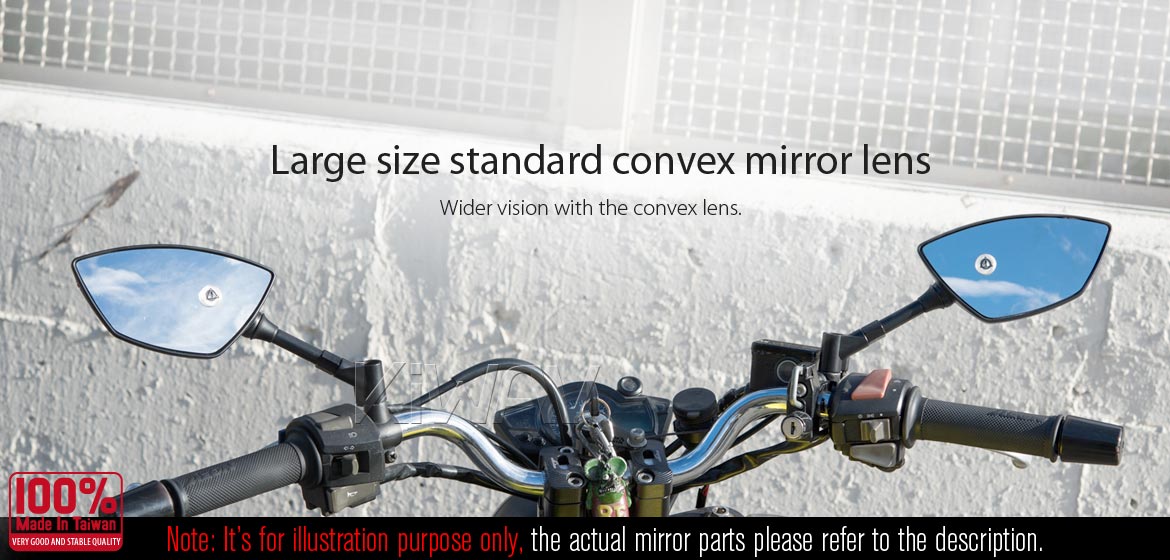KiWAV motorcycle BSD system built in rear view mirrors Redline black for M8/M10 mirror bolts