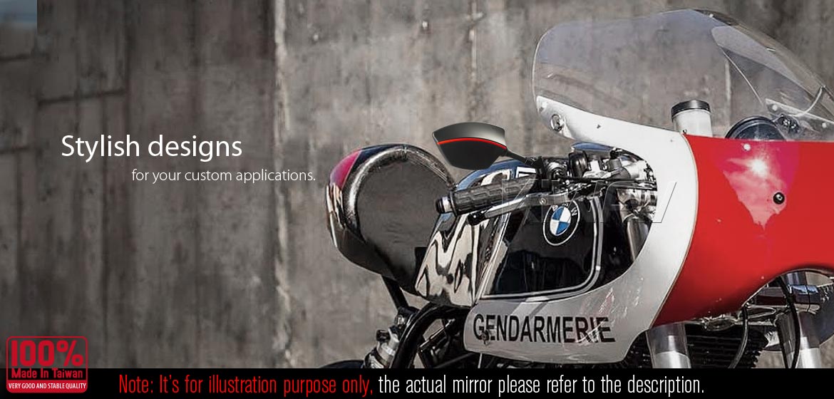 KiWAV motorcycle BSD system built in rear view mirrors Redline black for most BMW