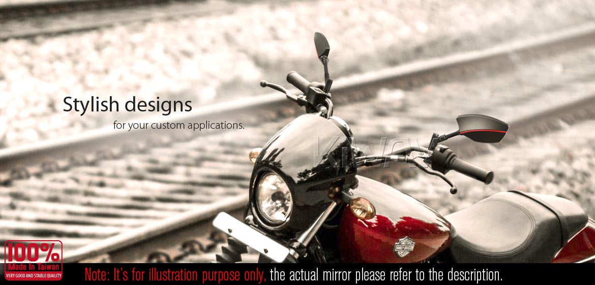 KiWAV motorcycle BSD system built in rear view mirrors Redline black for Harley Davidson Street 500/750