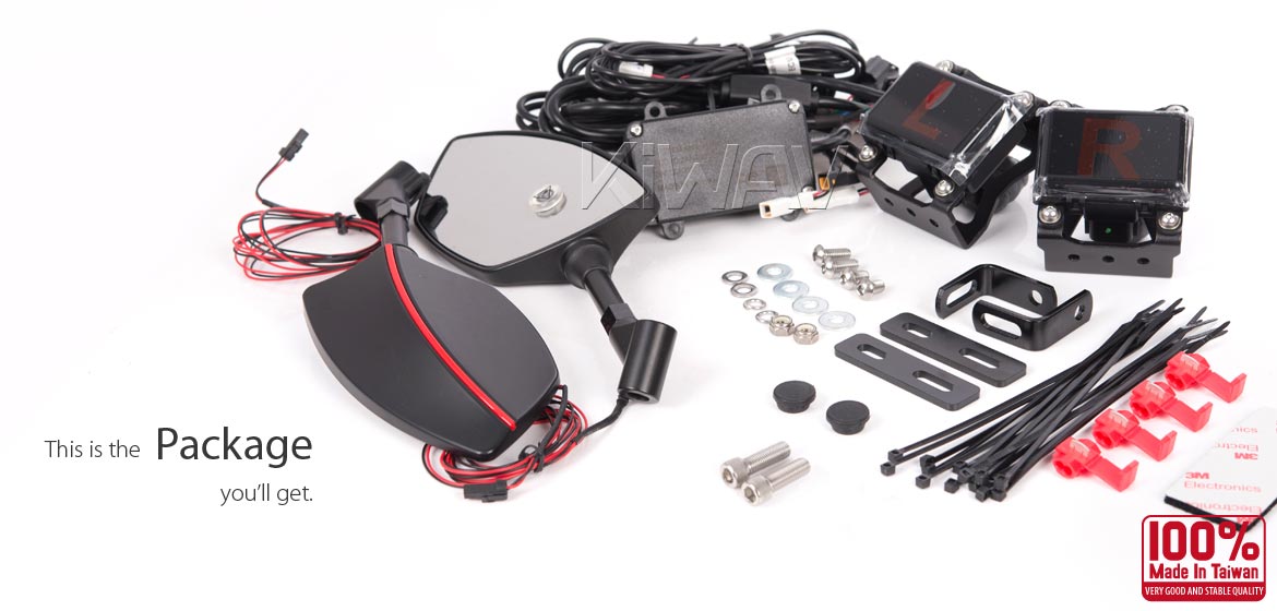 KiWAV motorcycle BSD system built in rear view mirrors Redline black for Harley Davidson Street 500/750
