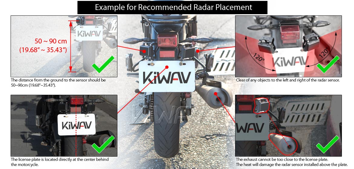 KiWAV motorcycle BSD system with LED indicators for most BMW