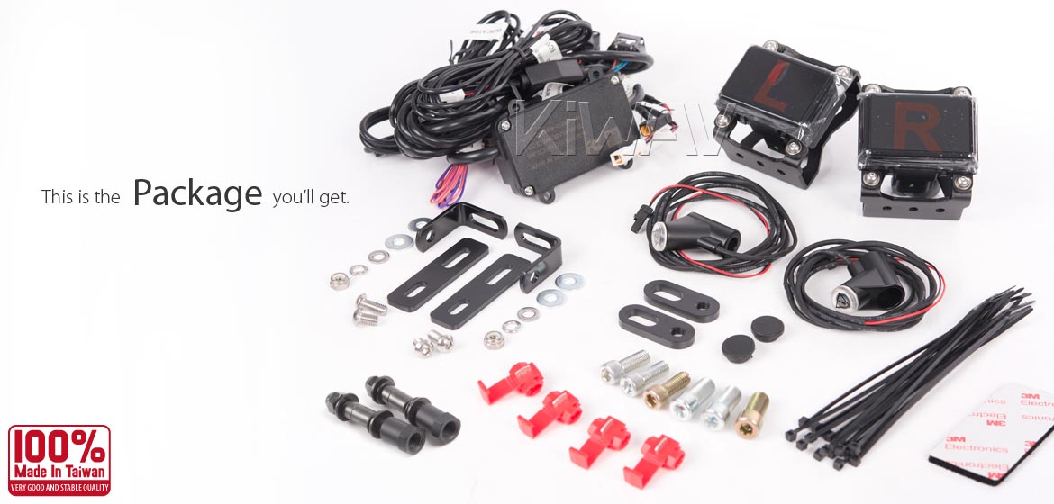 KiWAV motorcycle BSD system with LED indicators for most Harley Davidson
