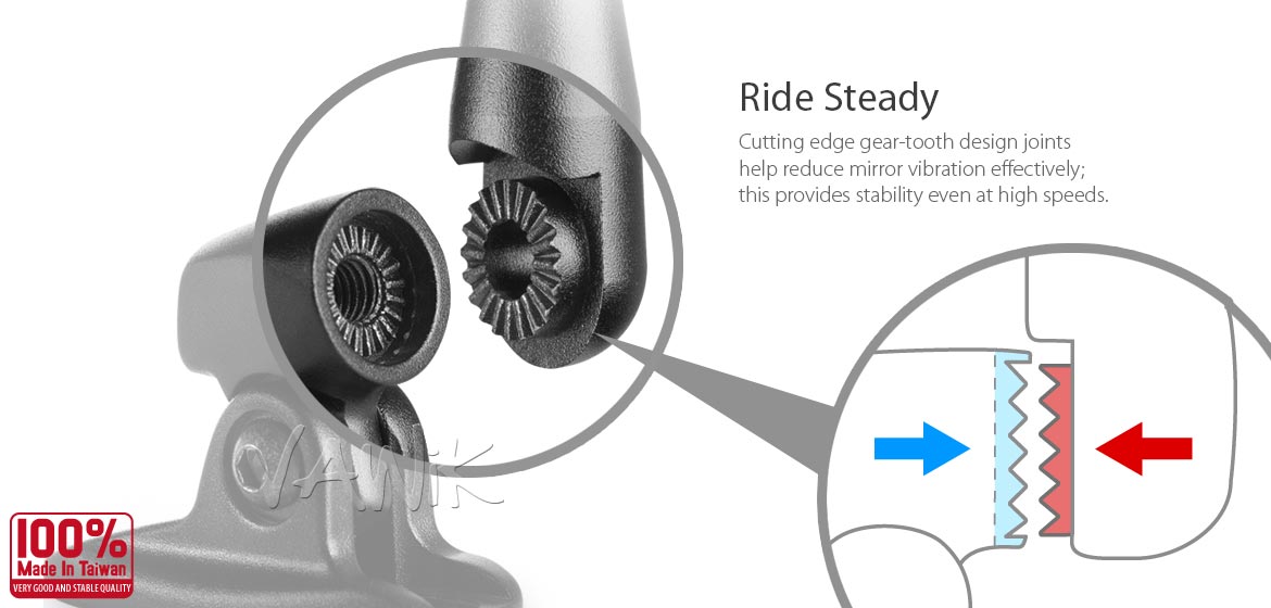 VAWiK mirrors black Retro round convex black base fits