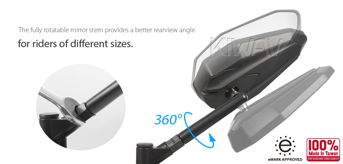 Motorcycle mirrors 4Rizz black universal fit for 10mm thread