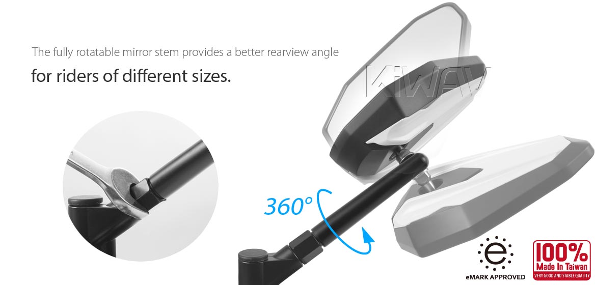 Motorcycle mirrors 4Rizz white compatible for Harley Davidson