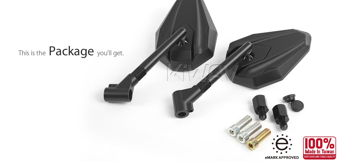 Motorcycle mirrors 4Rizz black compatible for most BMW motorcycles